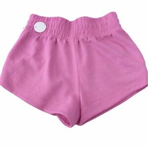 Pink Athletic Shorts with Elastic Waistband and Dolphin Hem